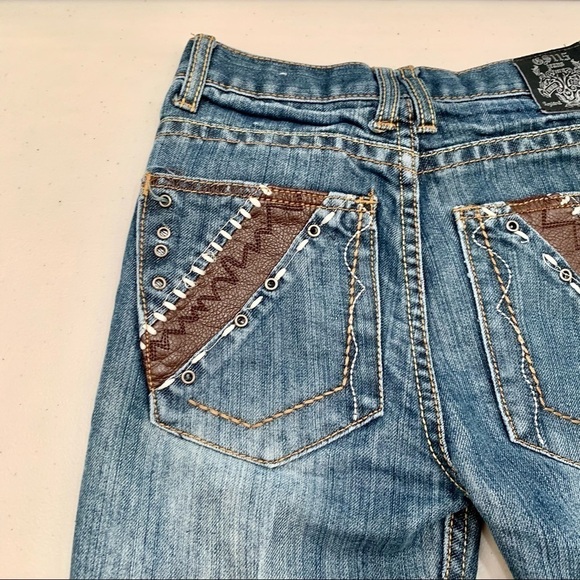 GS115 Jeans Kids 10 Straight Leg Leather Accent Pockets Girl - Picture 6 of 13